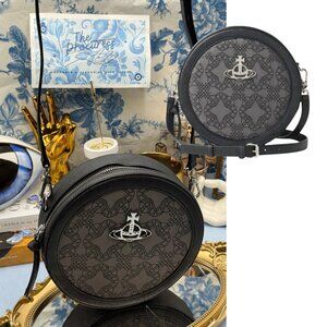 🆕 VIVIENNE WESTWOOD 🧿 NWOT Ruby Round Crossbody Bag, Black Jacquard - AUTH